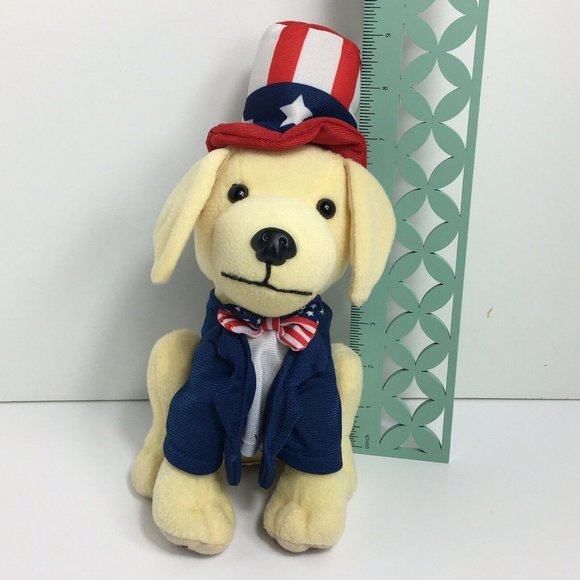 Raising Canes Chicken Push Puppy Dog 4th Of July Stars Stripes Red White Blue 7" - Picture 10 of 12